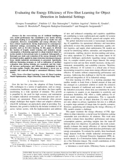 Evaluating the Energy Efficiency of Few-Shot Learning for Object
  Detection in Industrial Settings