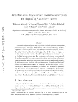Ricci flow-based brain surface covariance descriptors for diagnosing
  Alzheimer's disease