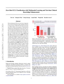 Zero-Shot ECG Classification with Multimodal Learning and Test-time
  Clinical Knowledge Enhancement