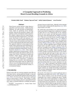 A Geospatial Approach to Predicting Desert Locust Breeding Grounds in
  Africa