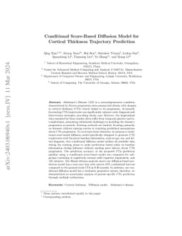 Conditional Score-Based Diffusion Model for Cortical Thickness
  Trajectory Prediction