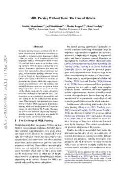 MRL Parsing Without Tears: The Case of Hebrew