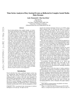 Time Series Analysis of Key Societal Events as Reflected in Complex
  Social Media Data Streams