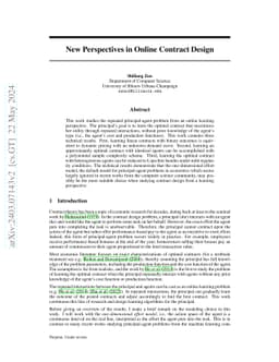 New Perspectives in Online Contract Design