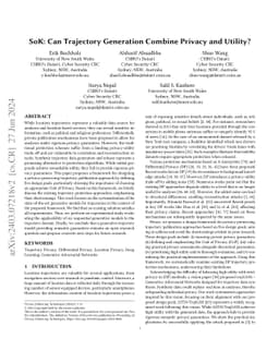 SoK: Can Trajectory Generation Combine Privacy and Utility?