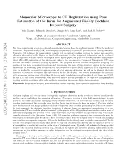 Monocular Microscope to CT Registration using Pose Estimation of the
  Incus for Augmented Reality Cochlear Implant Surgery