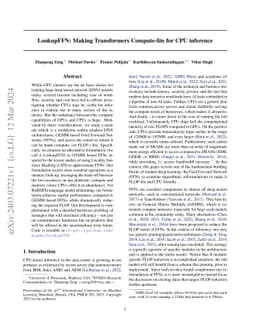 LookupFFN: Making Transformers Compute-lite for CPU inference