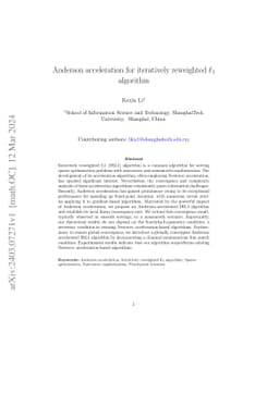 Anderson acceleration for iteratively reweighted $\ell_1$ algorithm