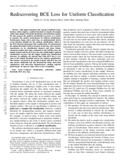 Rediscovering BCE Loss for Uniform Classification