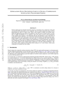 Approaching Rate-Distortion Limits in Neural Compression with Lattice
  Transform Coding