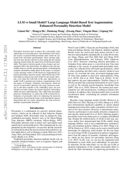LLMvsSmall Model? Large Language Model Based Text Augmentation Enhanced
  Personality Detection Model