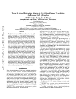 Towards Model Extraction Attacks in GAN-Based Image Translation via
  Domain Shift Mitigation