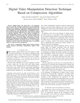 Digital Video Manipulation Detection Technique Based on Compression
  Algorithms