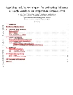 Applying ranking techniques for estimating influence of Earth variables
  on temperature forecast error