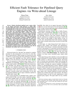 Efficient Fault Tolerance for Pipelined Query Engines via Write-ahead
  Lineage