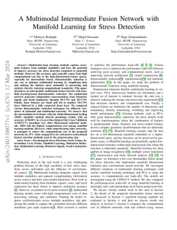 A Multimodal Intermediate Fusion Network with Manifold Learning for
  Stress Detection