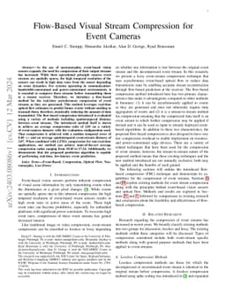 Flow-Based Visual Stream Compression for Event Cameras