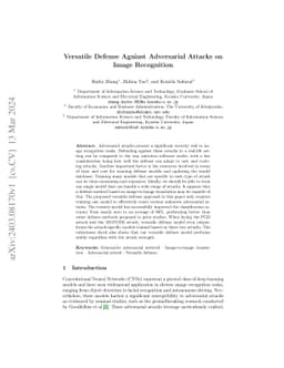 Versatile Defense Against Adversarial Attacks on Image Recognition
