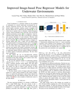 Improved Image-based Pose Regressor Models for Underwater Environments