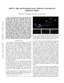 APACE: Agile and Perception-Aware Trajectory Generation for Quadrotor
  Flights