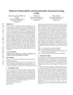 Software Vulnerability and Functionality Assessment using LLMs