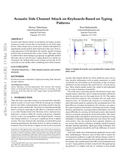 Acoustic Side Channel Attack on Keyboards Based on Typing Patterns