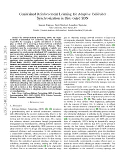 Constrained Reinforcement Learning for Adaptive Controller
  Synchronization in Distributed SDN