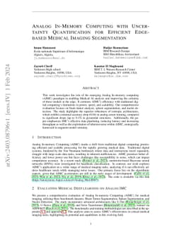 Analog In-Memory Computing with Uncertainty Quantification for Efficient
  Edge-based Medical Imaging Segmentation