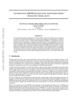 Automating SBOM Generation with Zero-Shot Semantic Similarity