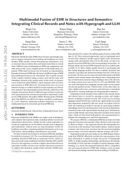 Multimodal Fusion of EHR in Structures and Semantics: Integrating
  Clinical Records and Notes with Hypergraph and LLM