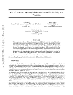 Evaluating LLMs for Gender Disparities in Notable Persons