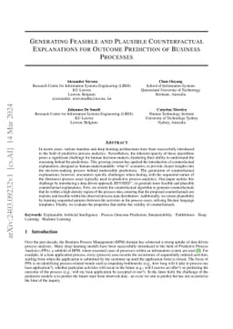 Generating Feasible and Plausible Counterfactual Explanations for
  Outcome Prediction of Business Processes