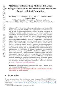 AdaShield: Safeguarding Multimodal Large Language Models from
  Structure-based Attack via Adaptive Shield Prompting