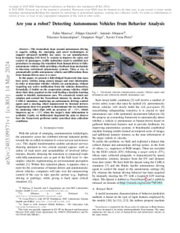 Are you a robot? Detecting Autonomous Vehicles from Behavior Analysis