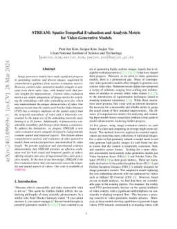 STREAM: Spatio-TempoRal Evaluation and Analysis Metric for Video
  Generative Models