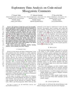 Exploratory Data Analysis on Code-mixed Misogynistic Comments
