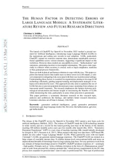 The Human Factor in Detecting Errors of Large Language Models: A
  Systematic Literature Review and Future Research Directions