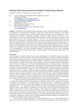 Adapting OC20-trained EquiformerV2 Models for High-Entropy Materials