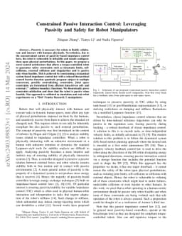 Constrained Passive Interaction Control: Leveraging Passivity and Safety
  for Robot Manipulators