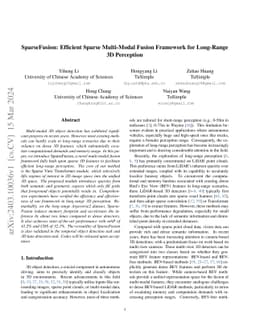 SparseFusion: Efficient Sparse Multi-Modal Fusion Framework for
  Long-Range 3D Perception