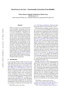 Read between the lines -- Functionality Extraction From READMEs