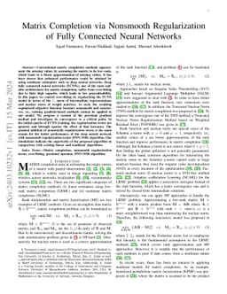 Matrix Completion via Nonsmooth Regularization of Fully Connected Neural
  Networks