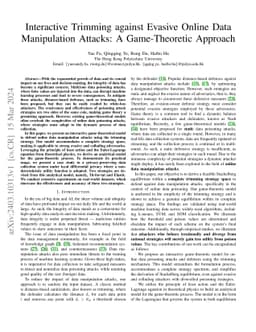 Interactive Trimming against Evasive Online Data Manipulation Attacks: A
  Game-Theoretic Approach
