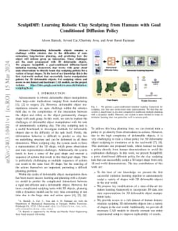 SculptDiff: Learning Robotic Clay Sculpting from Humans with Goal
  Conditioned Diffusion Policy