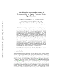 Safe Planning through Incremental Decomposition of Signal Temporal Logic
  Specifications