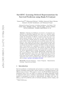 SurvRNC: Learning Ordered Representations for Survival Prediction using
  Rank-N-Contrast