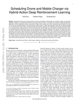 Scheduling Drone and Mobile Charger via Hybrid-Action Deep Reinforcement
  Learning