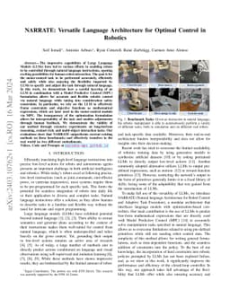 NARRATE: Versatile Language Architecture for Optimal Control in Robotics
