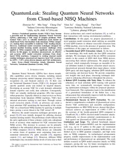 QuantumLeak: Stealing Quantum Neural Networks from Cloud-based NISQ
  Machines