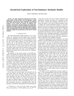 Incentivized Exploration of Non-Stationary Stochastic Bandits